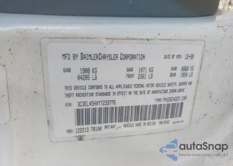 2000 Chrysler Sebring Jx from USA, damaged, VIN 3C3EL45HXYT233776